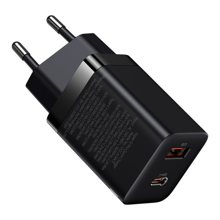 Baseus Super Si Pro Quick Charger C+U 30W - Black