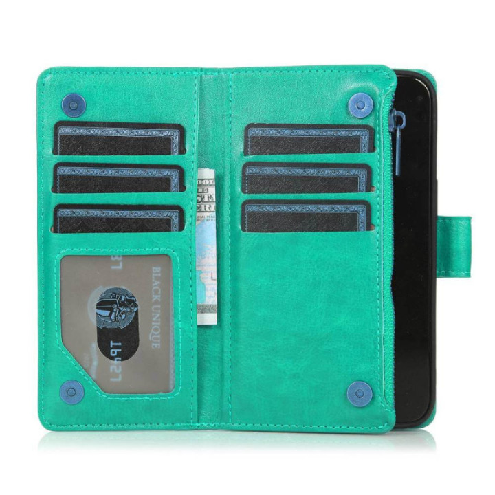 DoubleFlip Zipper 9-kort Apple iPhone 13 Pro - Mynte
