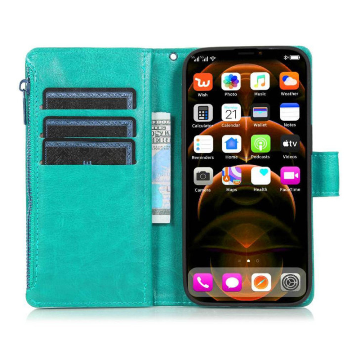 DoubleFlip Zipper 9-kort Apple iPhone 13 Pro - Mynte