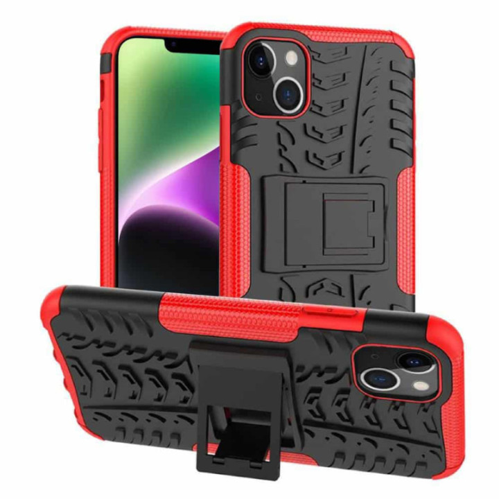 Stødbestandigt cover med stativ Apple iPhone 14 Pro - Rød
