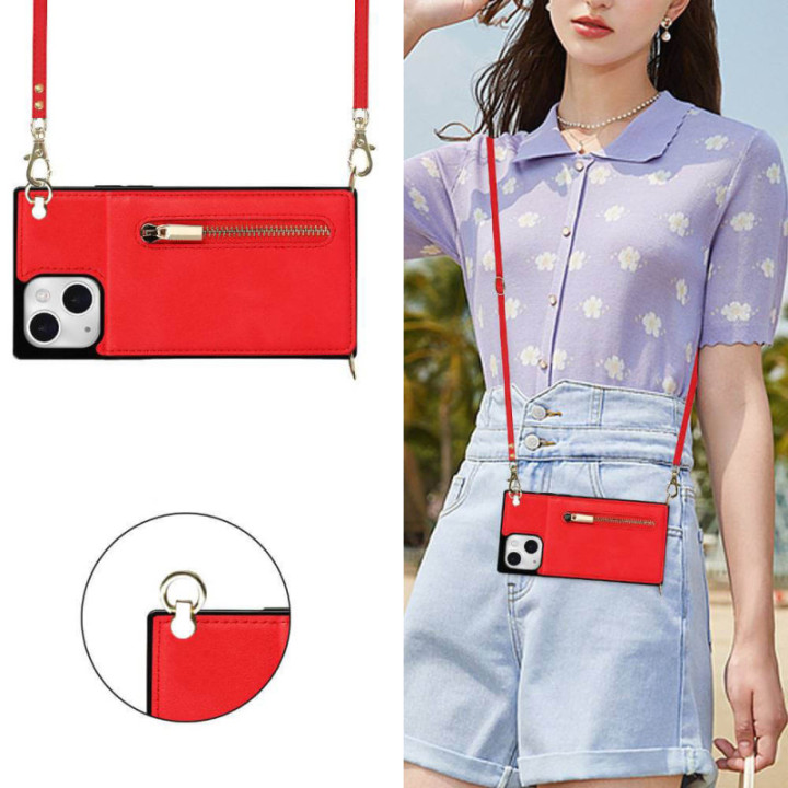 Zipper necklace case Apple iPhone 13 - Red