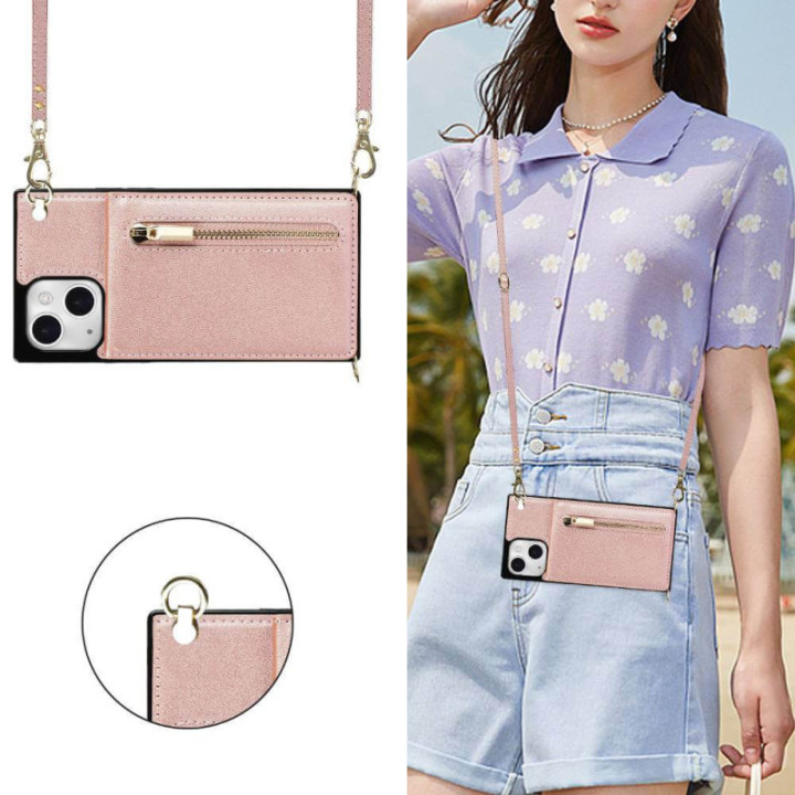 Zipper necklace case Apple iPhone 13 - Rosè