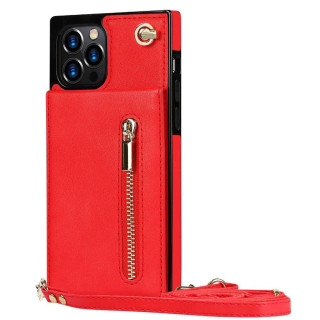 Zipper kaulakorukotelo Apple iPhone 12 Pro Max - Punainen