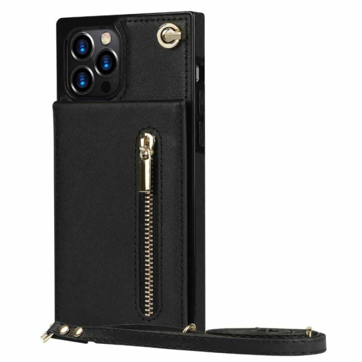 Zipper necklace case Apple iPhone 12 Pro Max - Svart