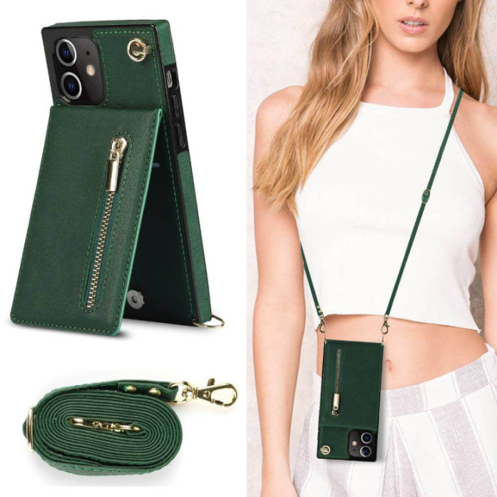 Zipper halskæde etui Apple iPhone 12 - Grøn