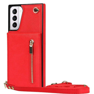 Zipper Halskette hülle Samsung Galaxy S21 Plus - Rot
