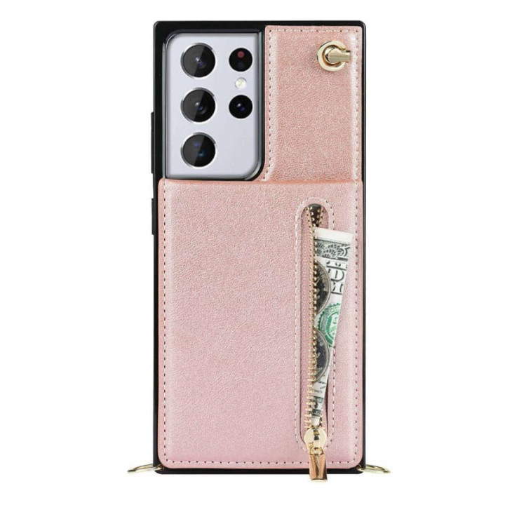 Zipper necklace case Samsung Galaxy S21 Ultra - Rose