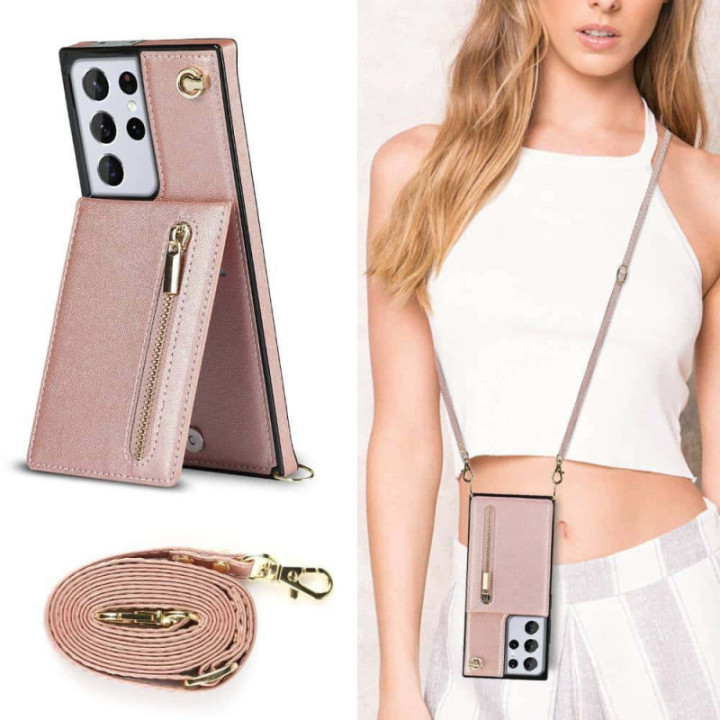 Zipper necklace case Samsung Galaxy S21 Ultra - Rose