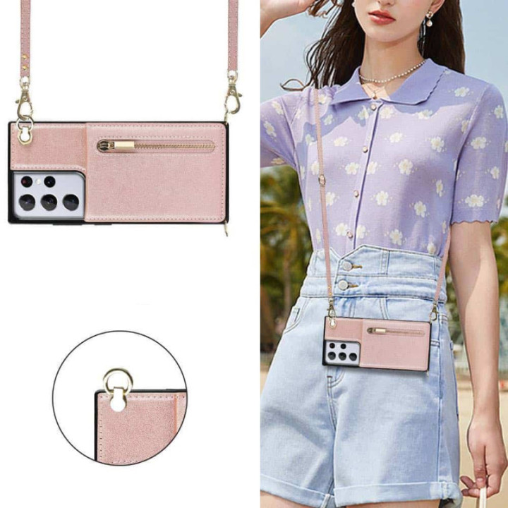 Zipper necklace case Samsung Galaxy S21 Ultra - Rose