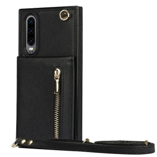 Zipper halskæde etui Huawei P30 - Sort