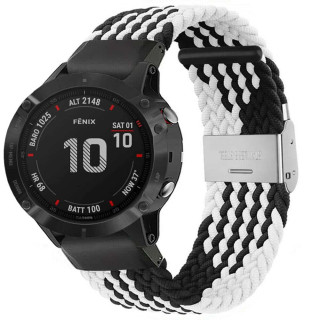 Punottu elastinen rannekoru Garmin Fenix 6X - Musta/Valkoinen