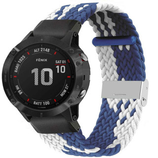 Flätat Elastiskt Armband Garmin Fenix 6X - Blåvit