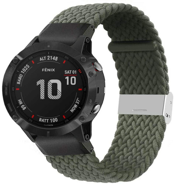 Flätat Elastiskt Armband Garmin Fenix 6X - Army