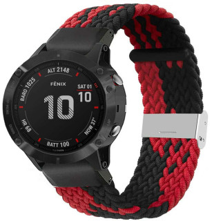 Flätat Elastiskt Armband Garmin Fenix 6X - Röd/Svart