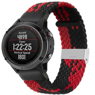 Flätat Elastiskt Armband Garmin Fenix 5X - Röd/Svart