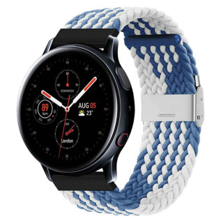 Flettet Elastik Armbånd Samsung Galaxy Watch Active 2 (44mm) - Blåhvid